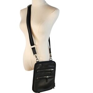 Gun Tote n Mamas Black Leather Crossbody Organizer Bag with Multiple Zip Pockets